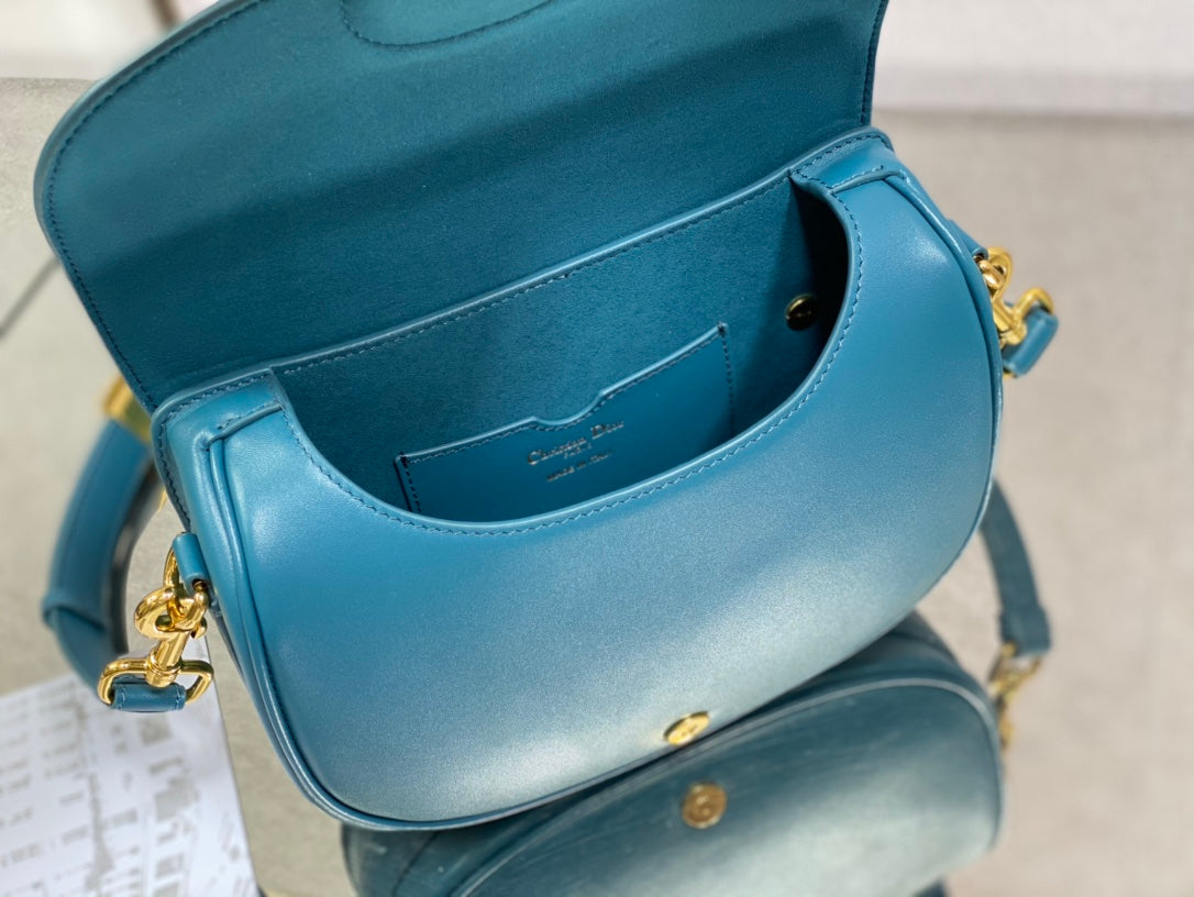 Dior Bobby-中號22cm-深海藍牛皮