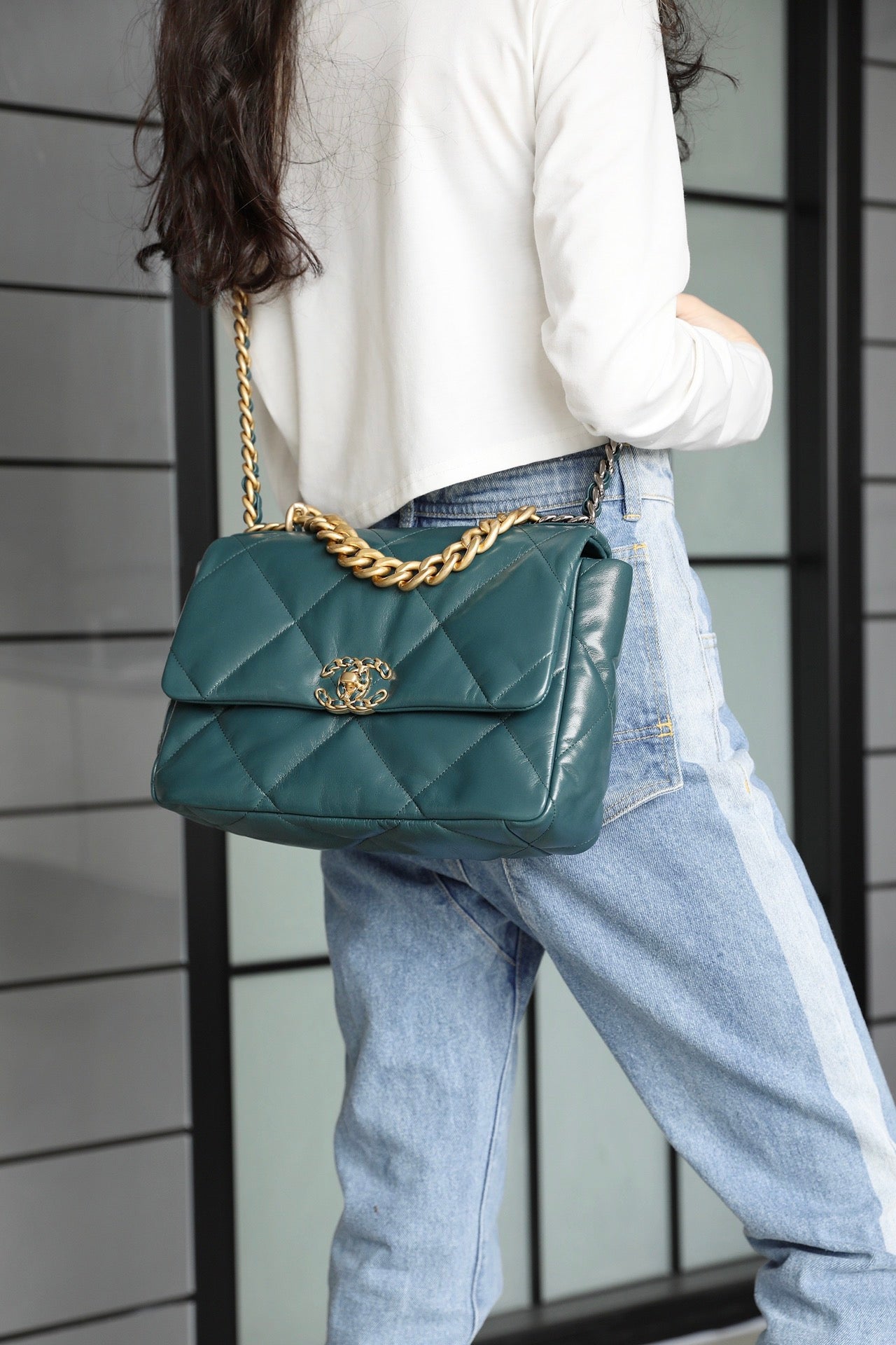 Chanel 19Bag-中號墨綠色