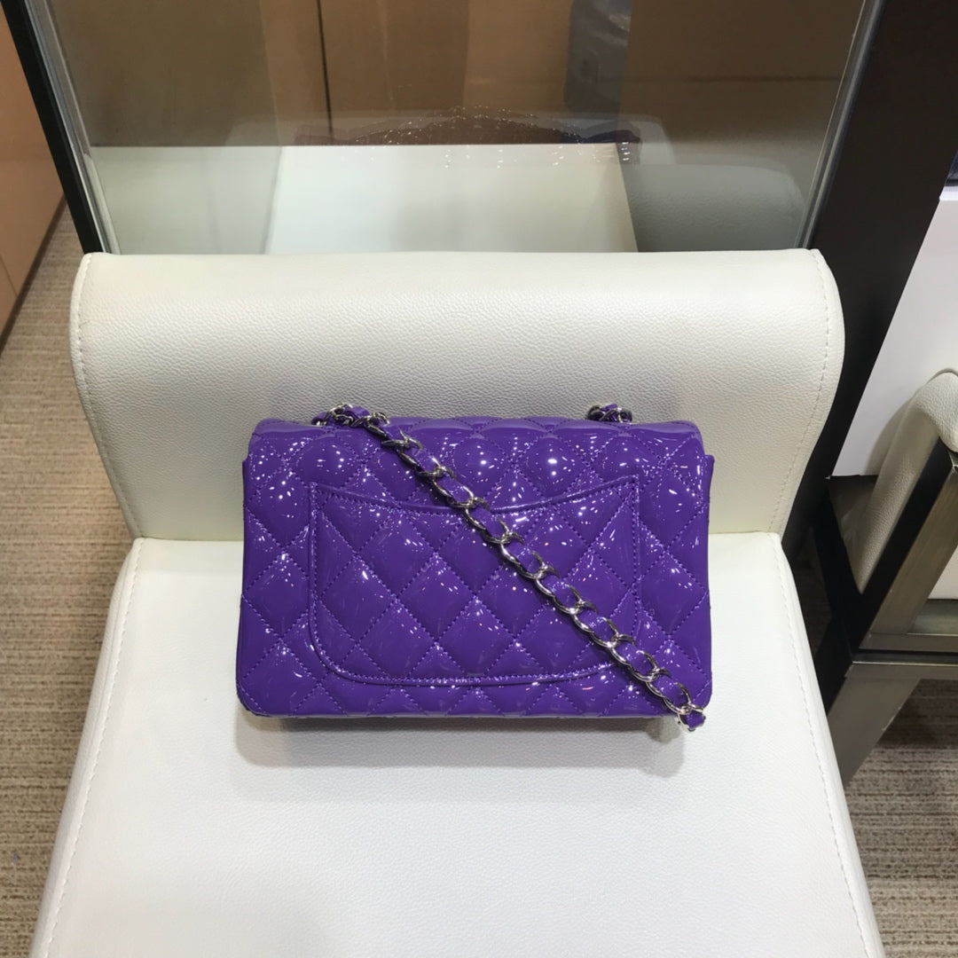 小香家-CF包 漆皮 銀鍊 20cm