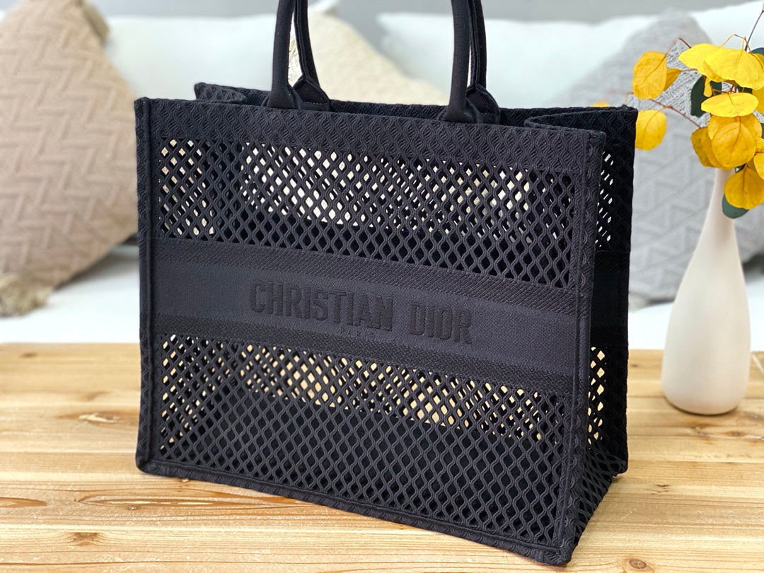 Dior Book Tote-大號41.5cm-黑色網格
