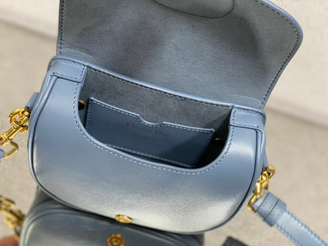 Dior Bobby-小號18cm-復古藍牛皮