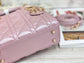 Dior-Mini Lady Dior手袋-三格黛妃-17cm-珠光粉金扣