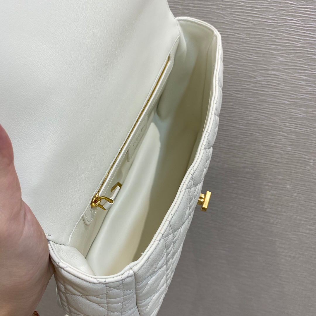 Dior Caro 大號28cm-白色小牛皮