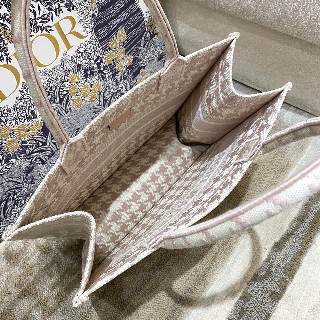 Dior Book Tote-小號36.5cm-粉色千鳥格