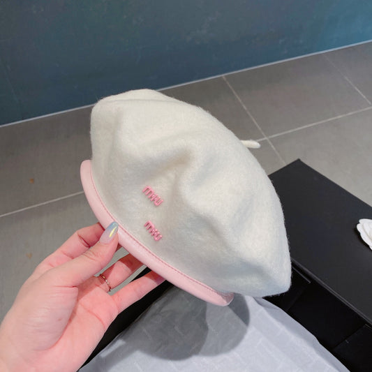 穆M家-羊毛貝雷帽 白色