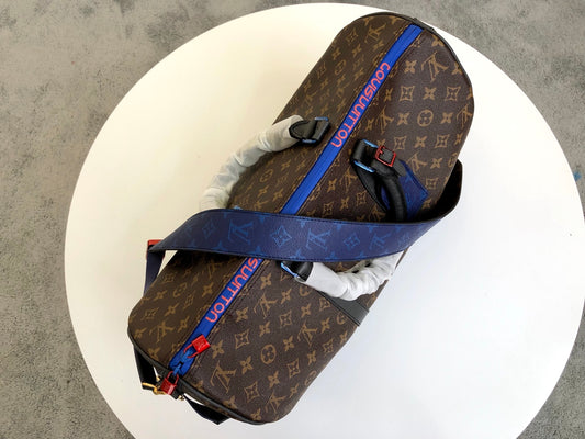 Lou-經典Keepall 45 旅行袋 波士頓包 老花咖色