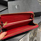 YSL 拉鍊長夾 紅色金扣