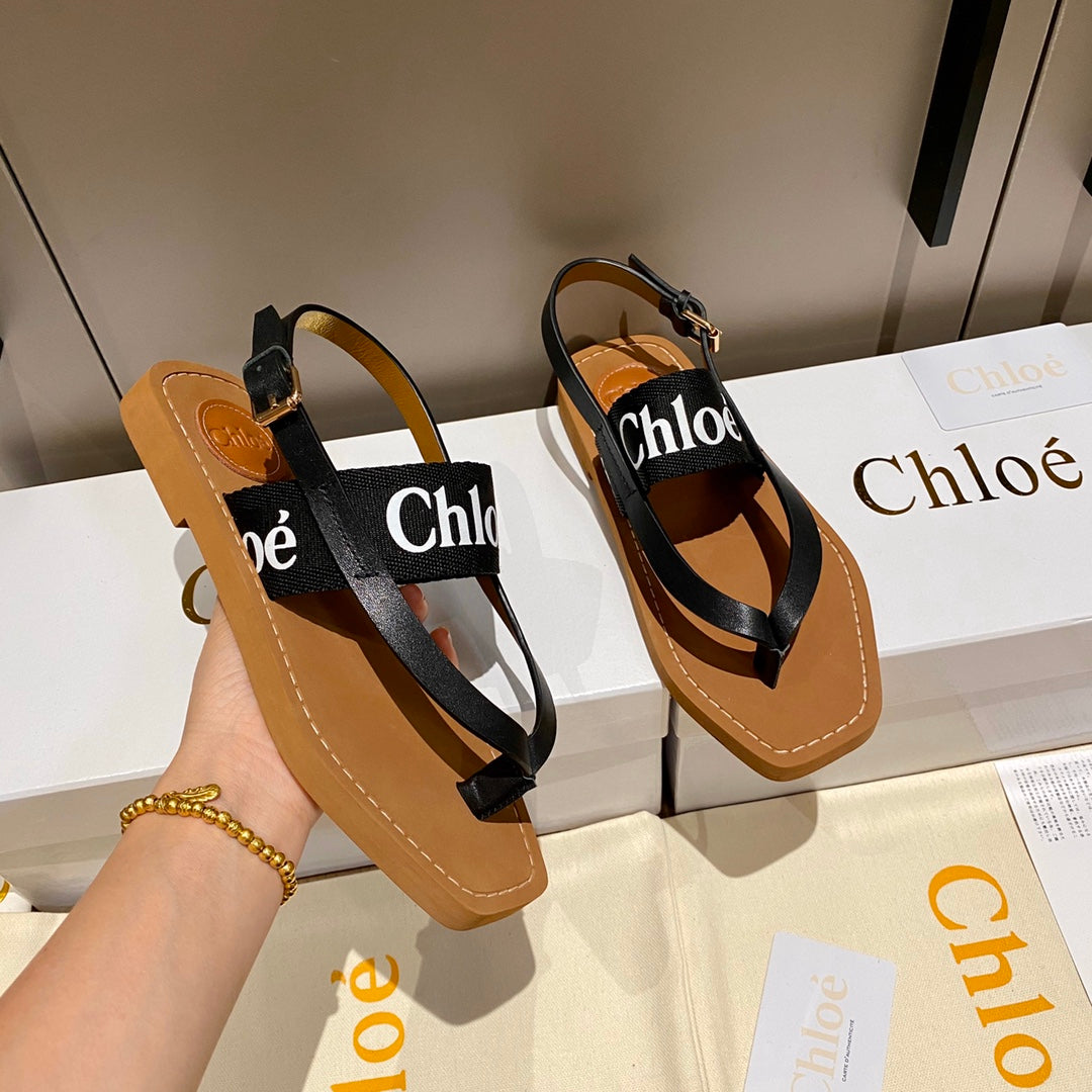 Chloe鞋-Chloe Woody Logo 涼鞋（黑）