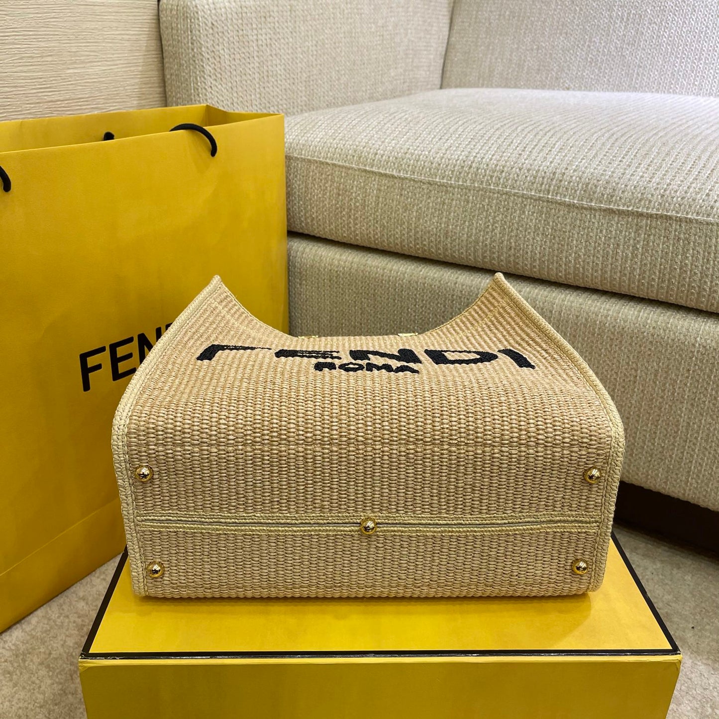 芬F家-Fendi Sunshine-中號編織手提袋