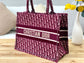 Dior Book Tote-小號36.5cm-紅色老花+天鵝絨