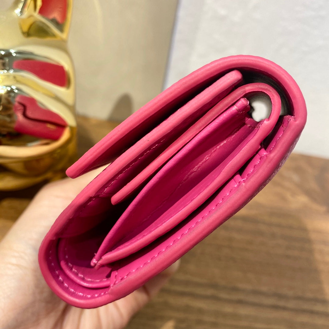 Celine STRAP 小號粒面三折短夾