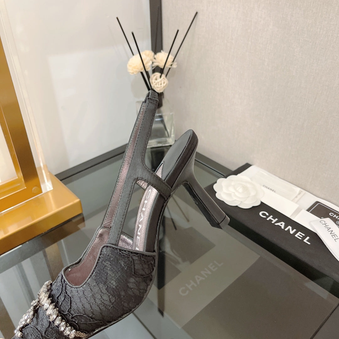 小香家-水鑽蕾絲扣高跟鞋 中古系列 6.5cm