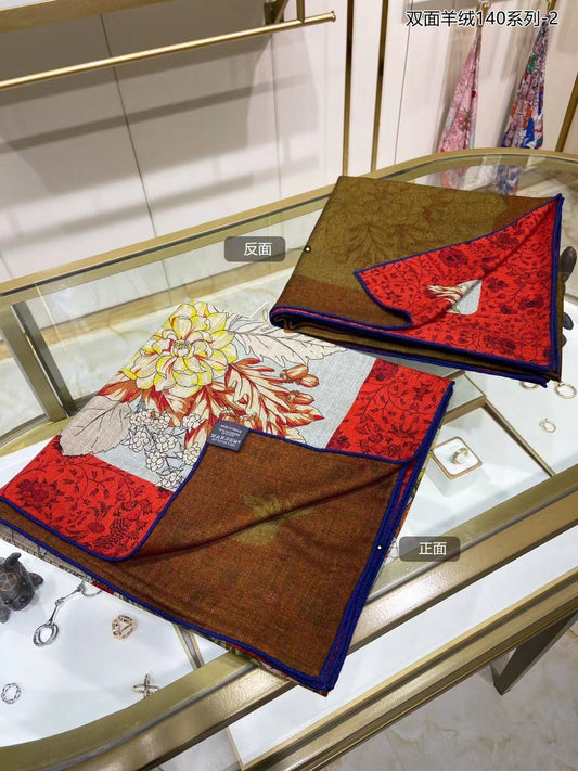 小愛款-雙面大絲巾 140cm-30%真絲70%羊毛