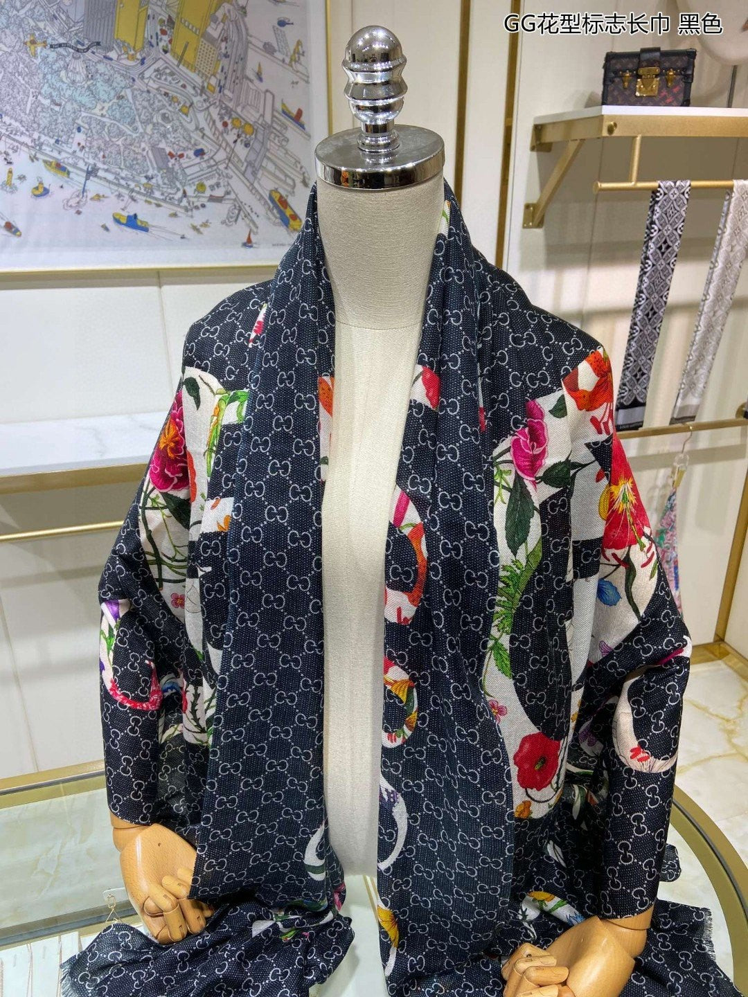 古G家-花型標誌長圍巾 110*200cm 100%頂極羊絨