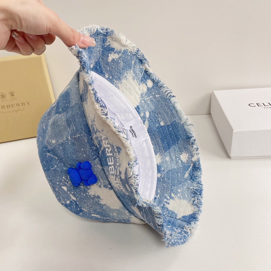 巴B家-水洗牛仔小熊漁夫帽