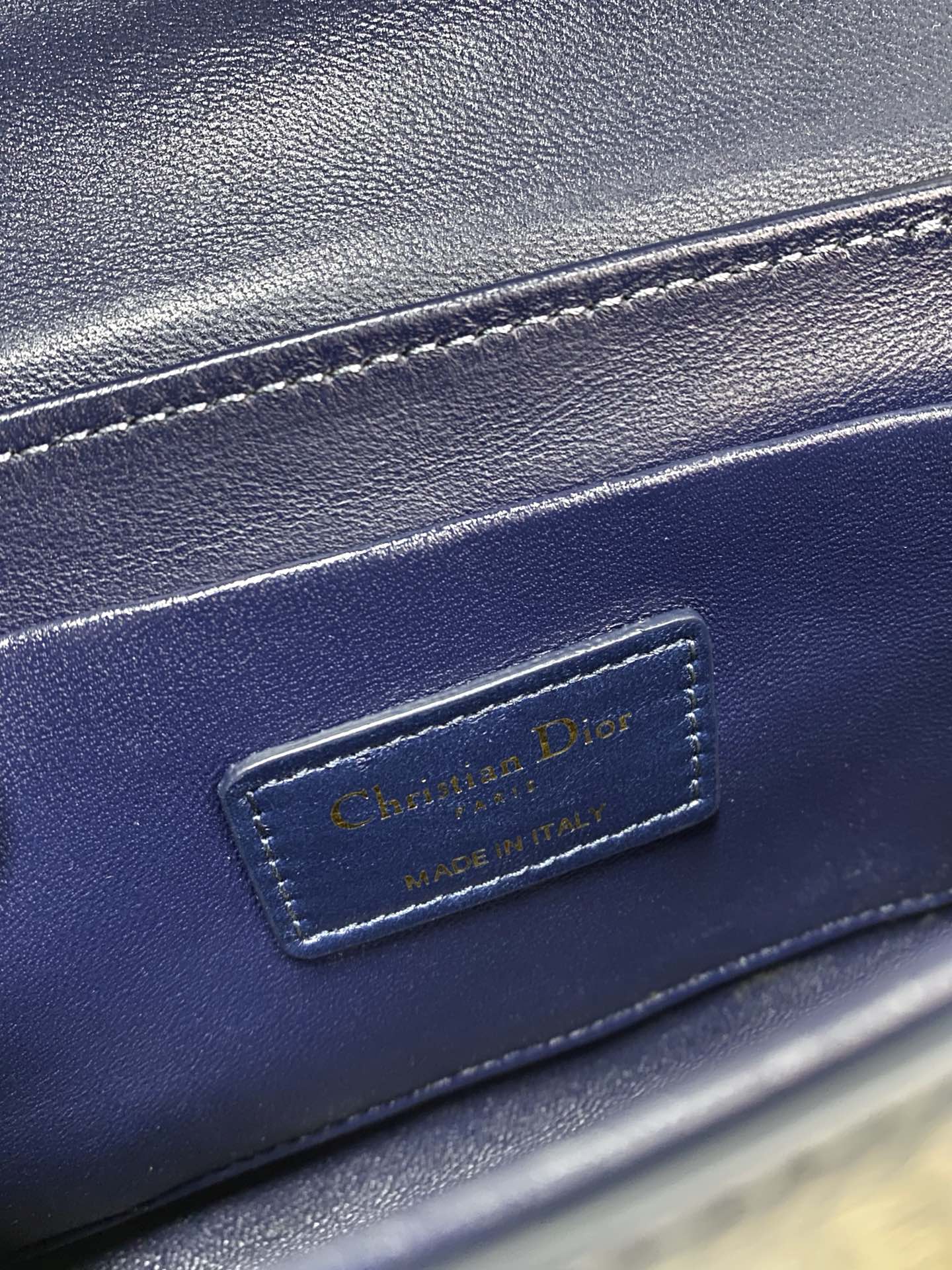 Dior 蒙田 Mini Box-金扣-17.5cm-深藍