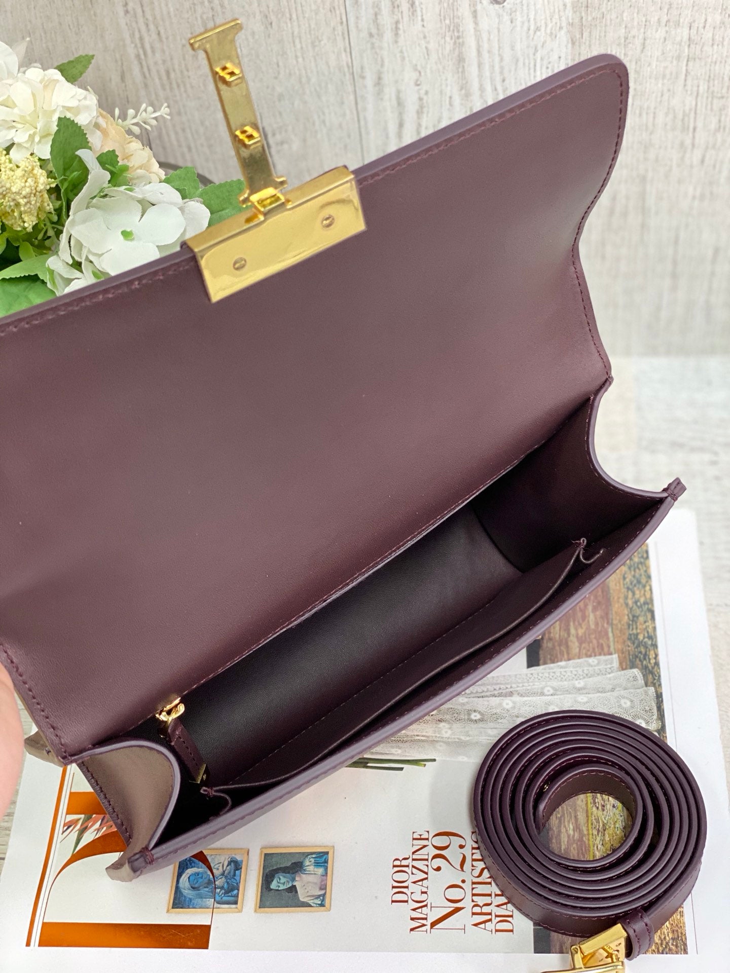 Dior 蒙田 30 Montaigne系列-24cm-牛皮平紋-棗色