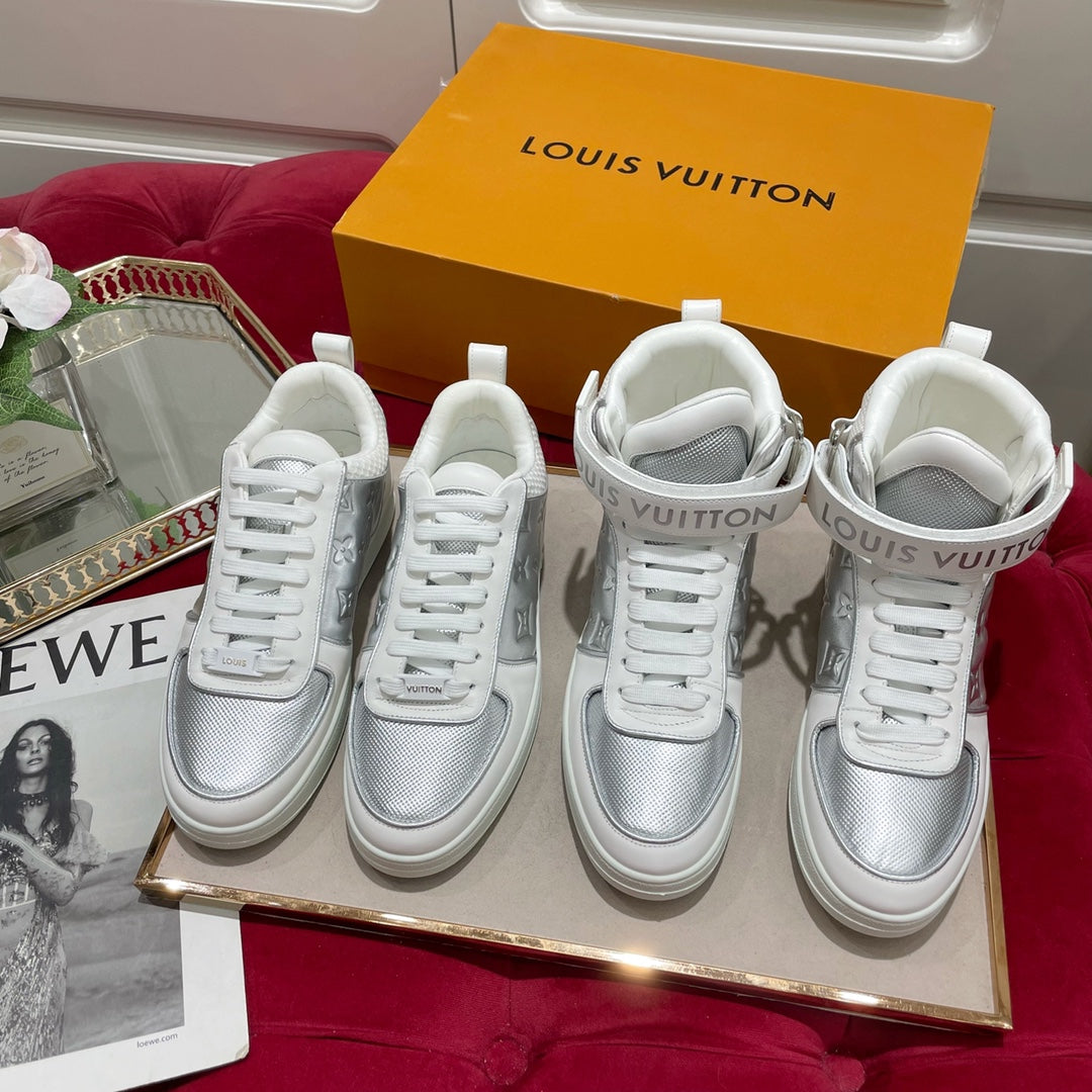 LV鞋-LV TRAINER 高筒 休閒鞋（銀）