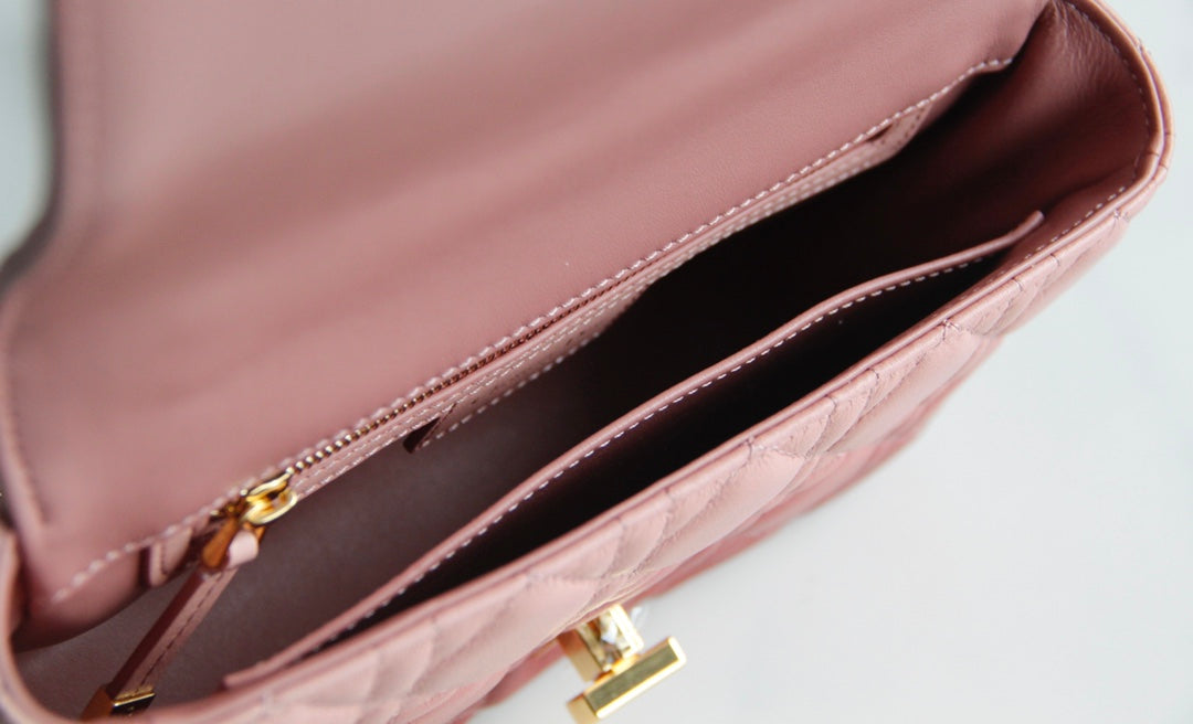 Dior Caro 小號20cm-漸變粉小牛皮