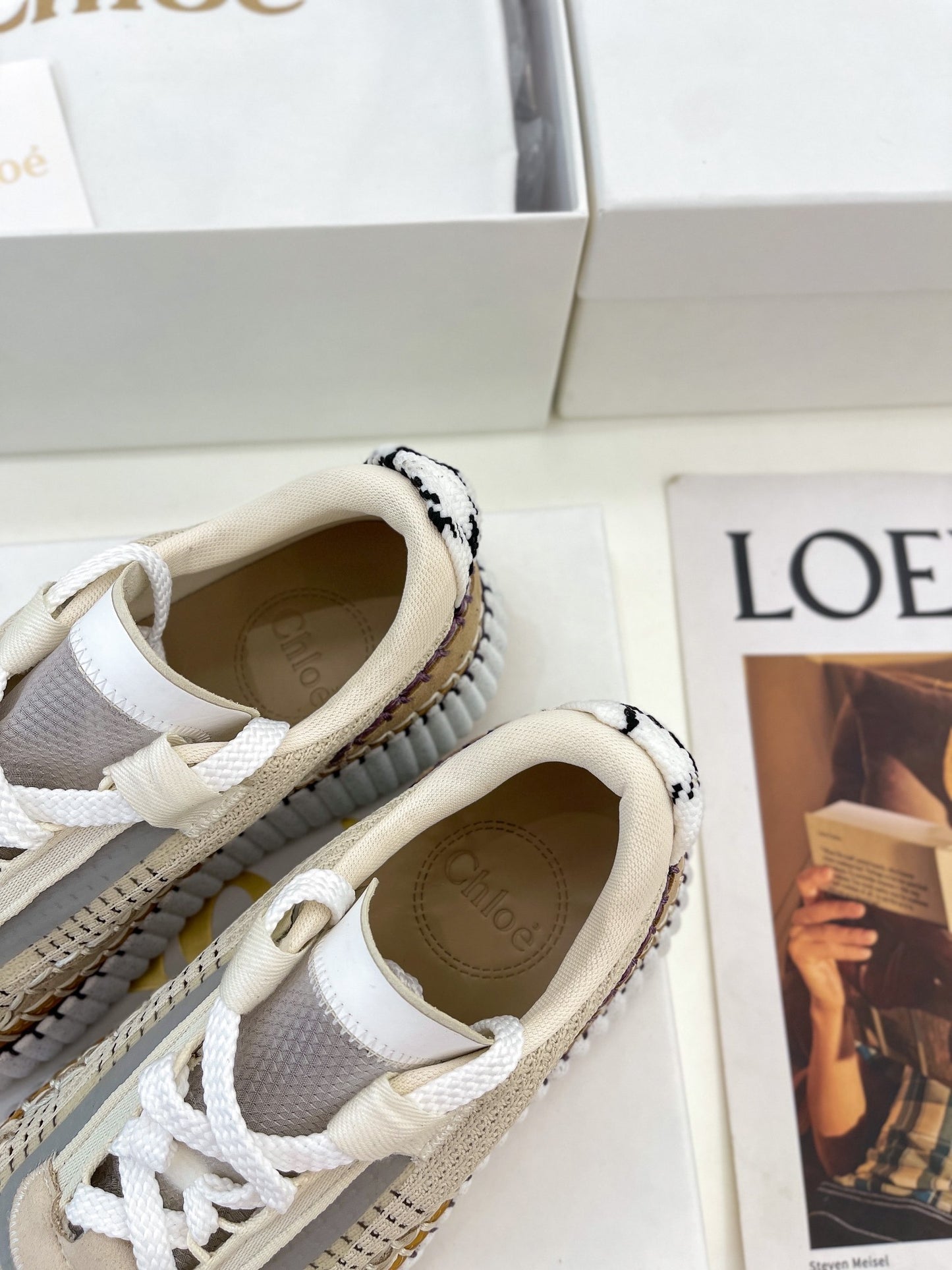 克羅C-Nama sneaker彩虹系列 網面拼色休閒運動鞋 米色