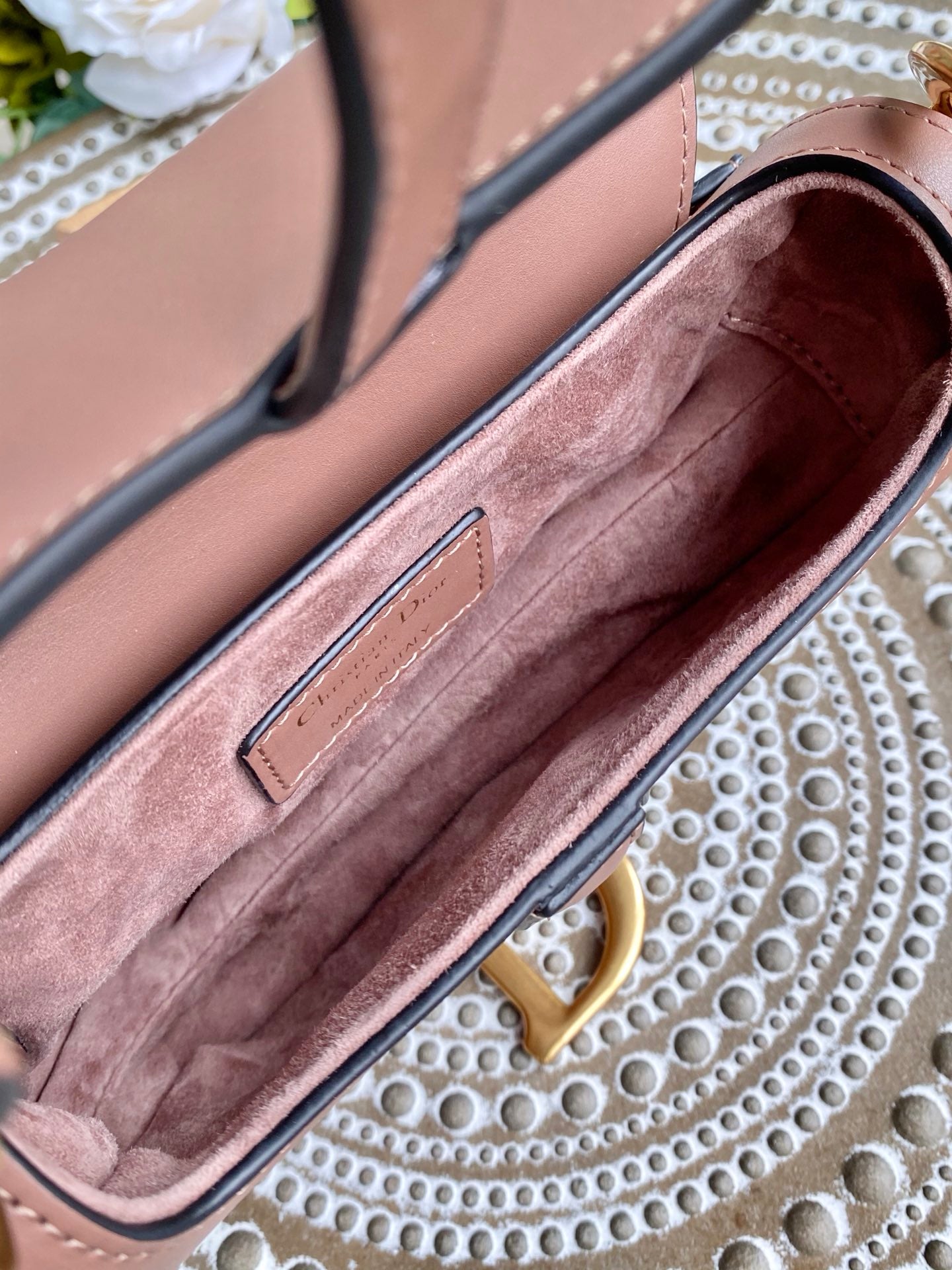 Dior Saddle 馬鞍包-平紋-小號豆沙色-19.5cm