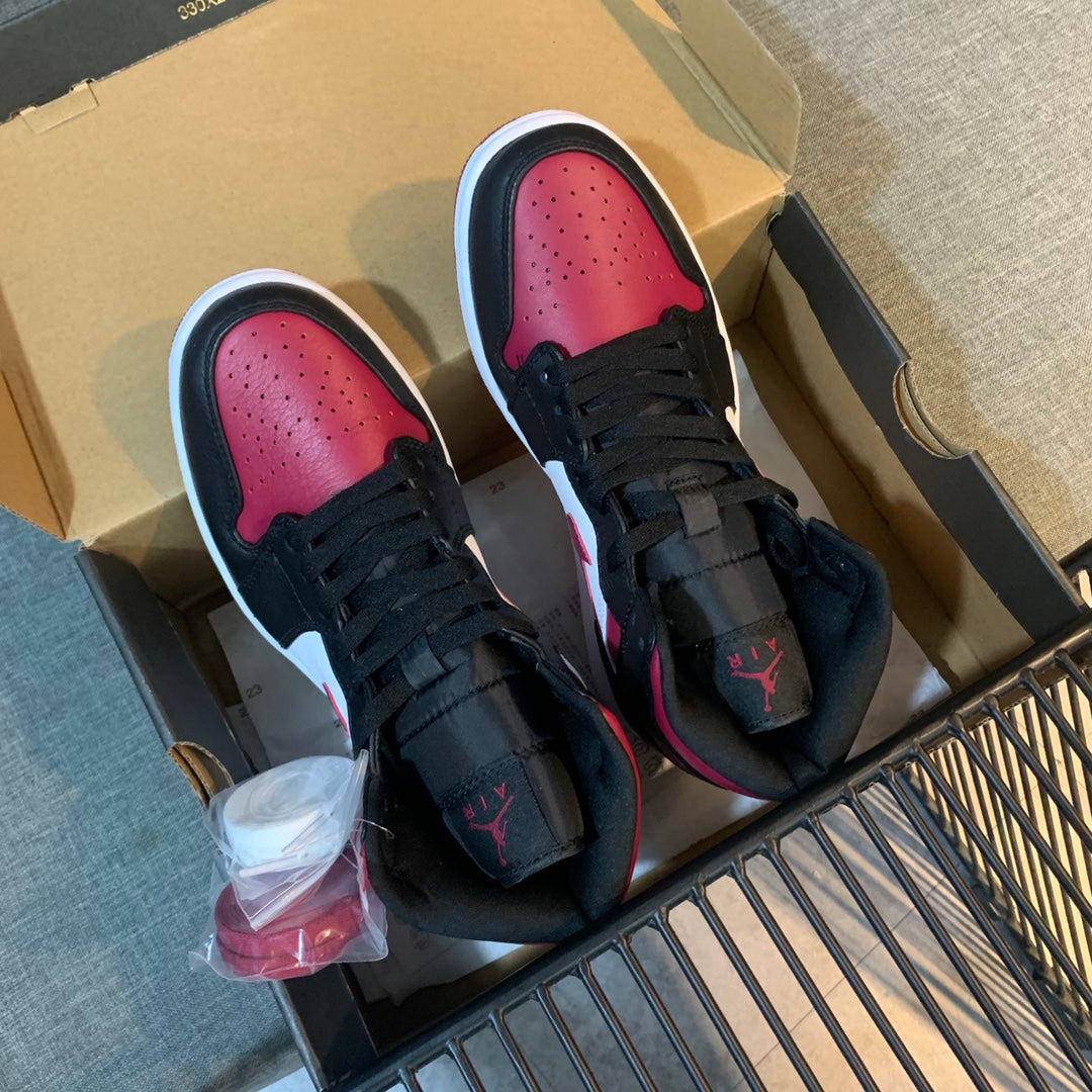 N1K- AJ 1 mid 中筒板鞋 休閒鞋 黑紅色