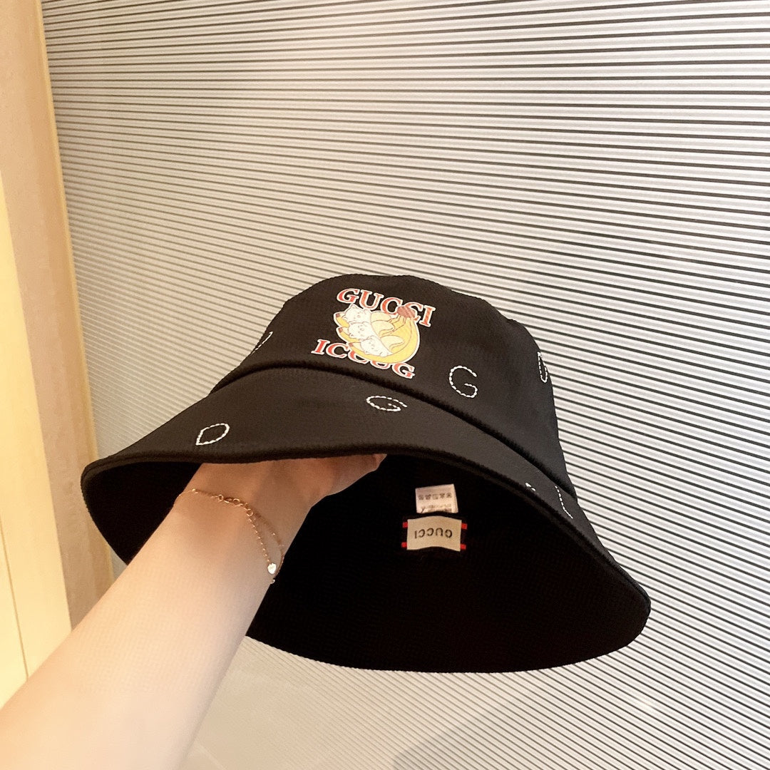 古G家-新款刺繡貓咪漁夫帽