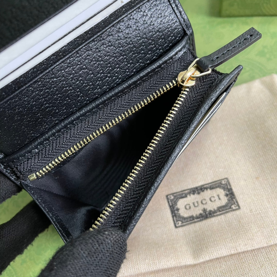 Gucci 黑色水果圖案短夾