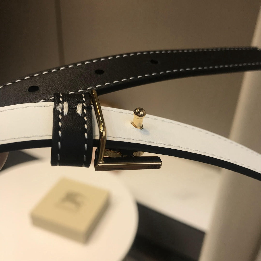巴B家-黑色金扣皮帶-2.0cm