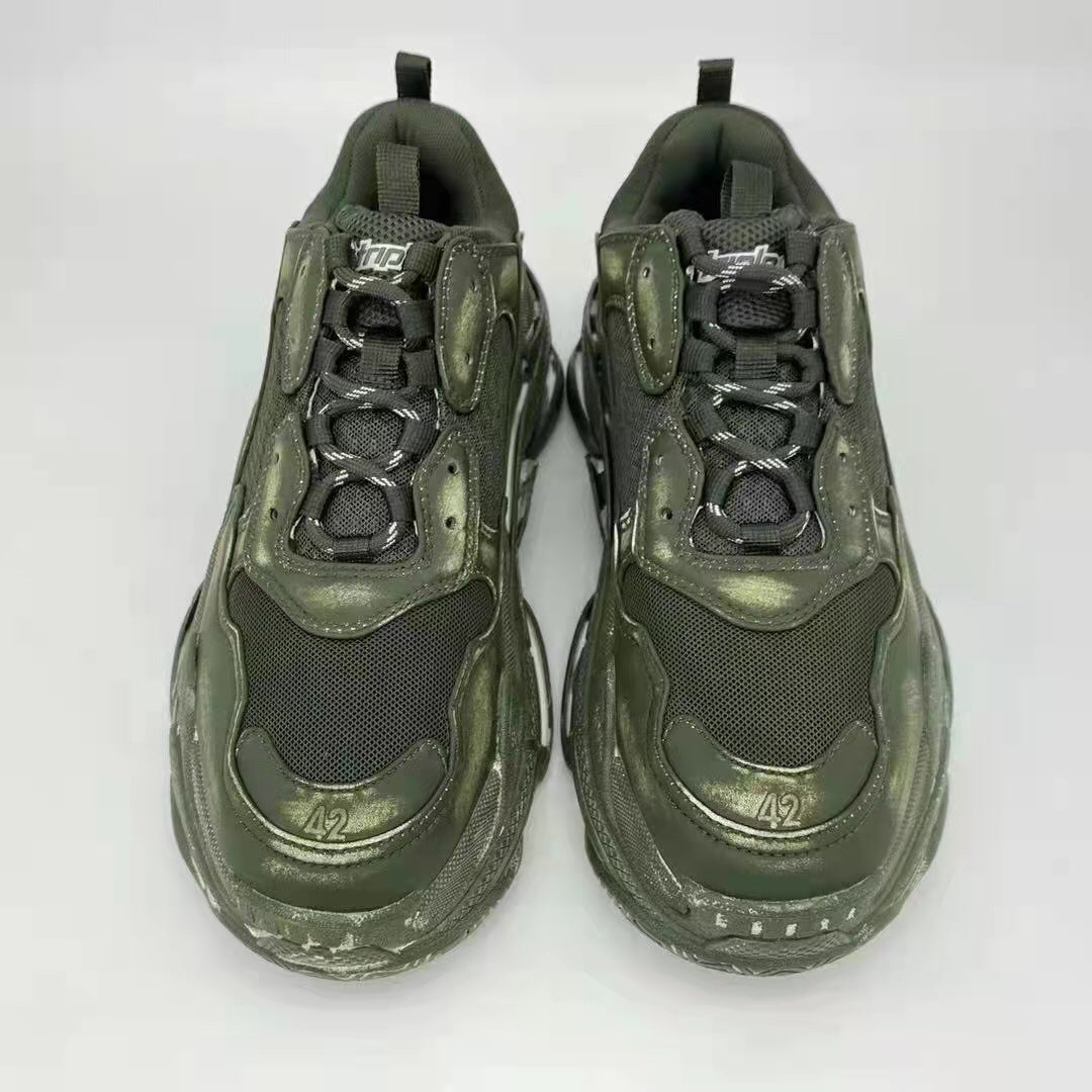 Balenci-Triple S 老爹鞋 乞丐軍綠色