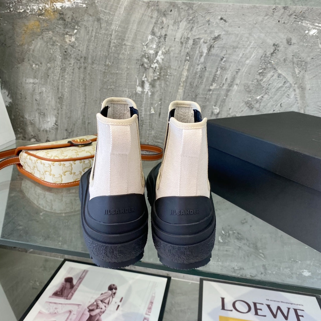 Jil sander-2022新款 帆布短靴 白色