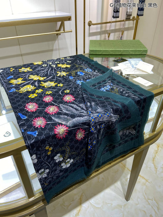 古G家-植物花束圍巾 110*200cm 100%頂極羊絨