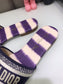迪D家-2022早春新款 刺繡拖鞋 條紋紫色