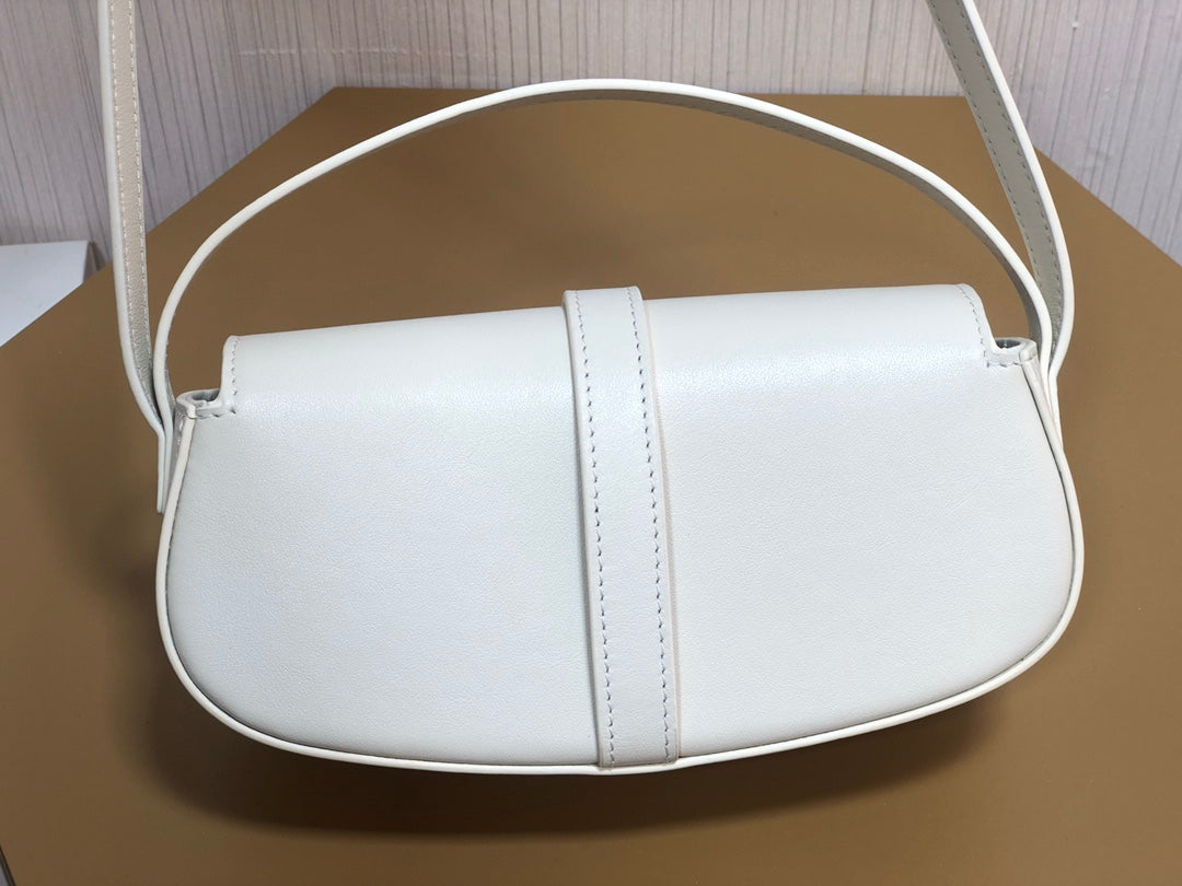 賽C家-Mini Tabou Clutch 鎖頭飾腋下包 白色 平纹牛皮革