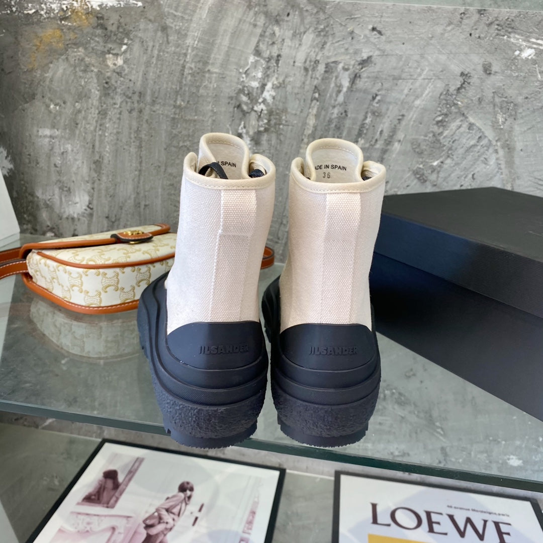Jil sander-2022新款 高筒帆布鞋 白色