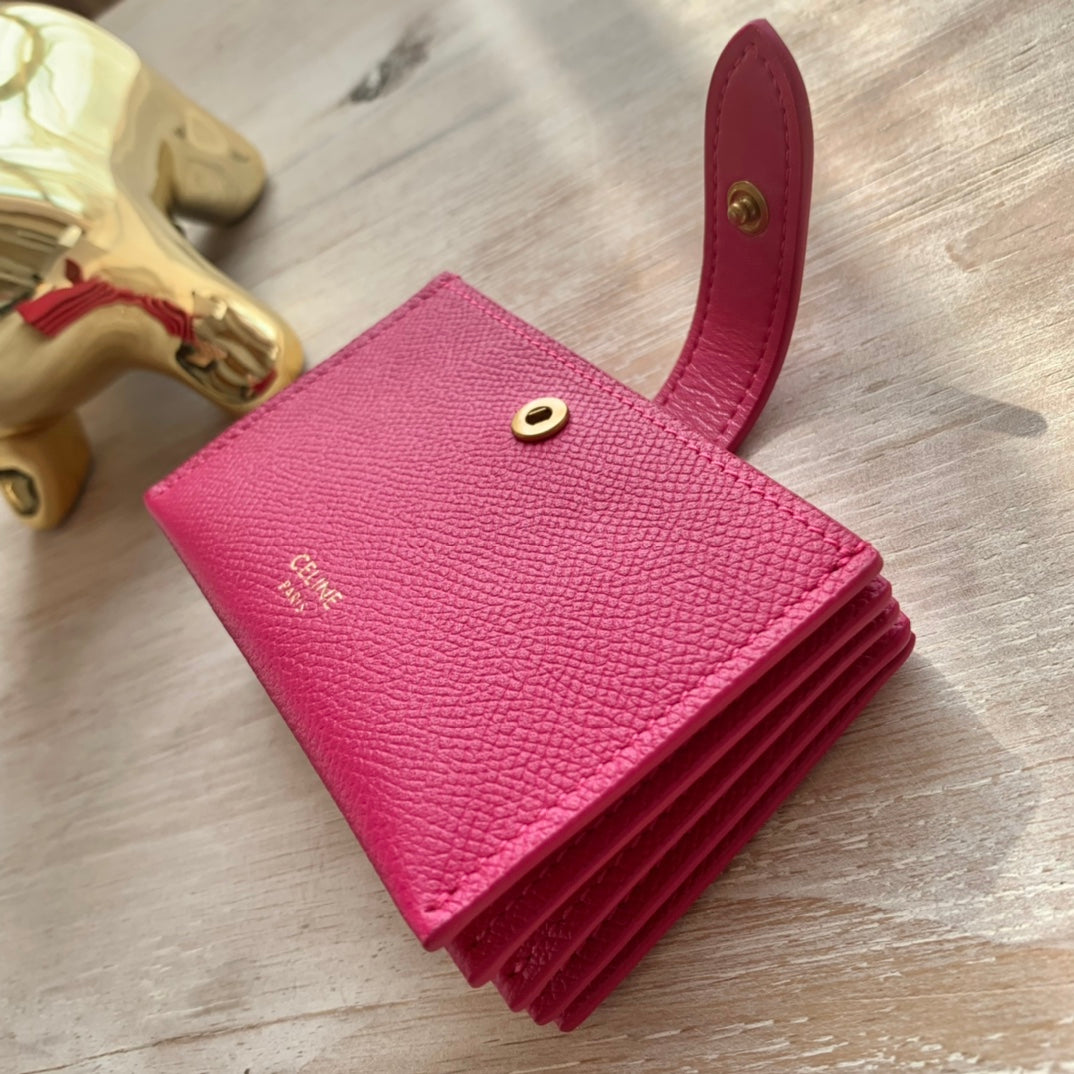 Celine 粒面牛皮風琴卡包