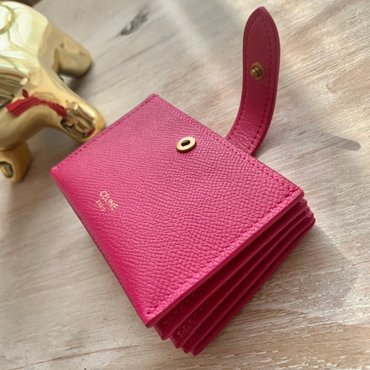 Celine 粒面牛皮風琴卡包