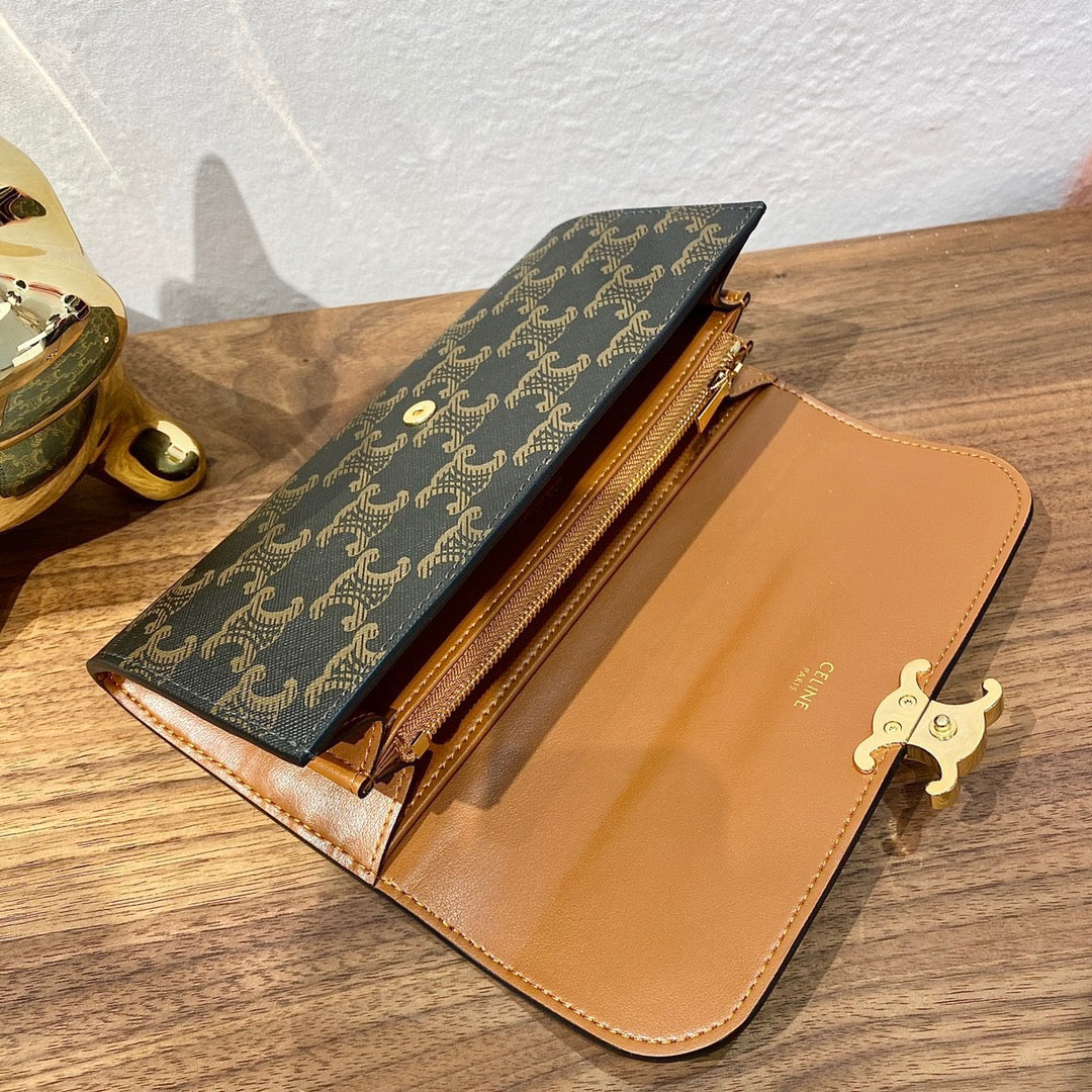 CELINE TRIOMPHE 大號老花翻蓋長夾