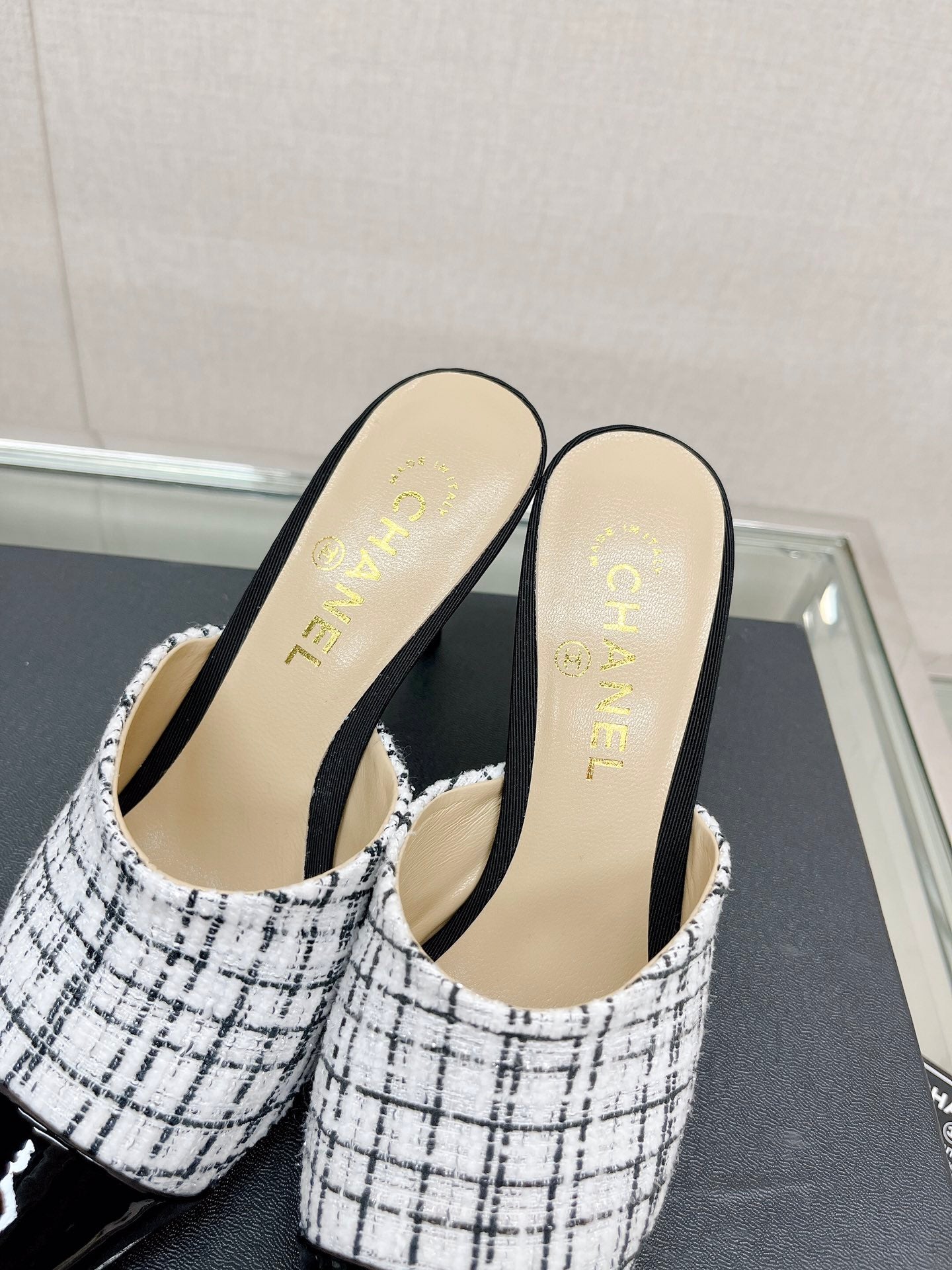小香家-coco珍珠高跟拖鞋 8.5cm