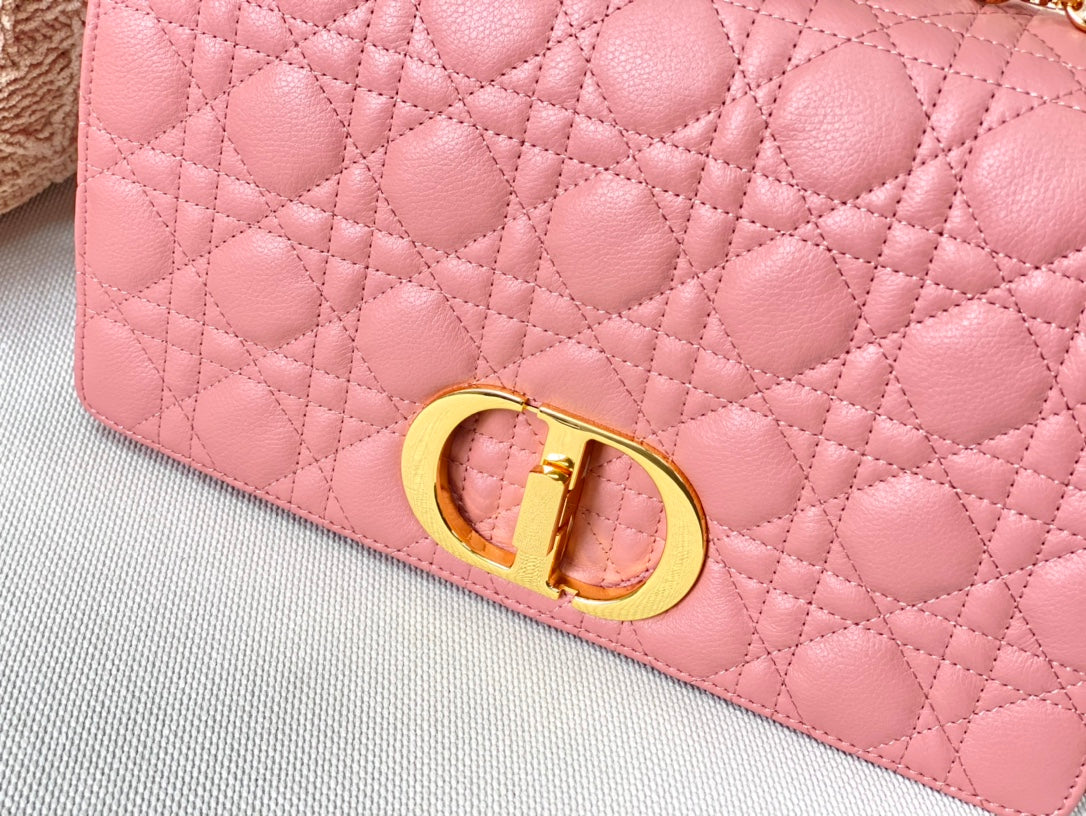Dior Caro 大號28cm-裸粉小牛皮