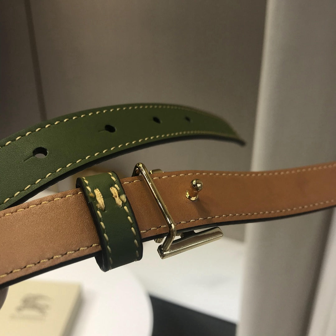 巴B家-綠色金扣皮帶-2.0cm