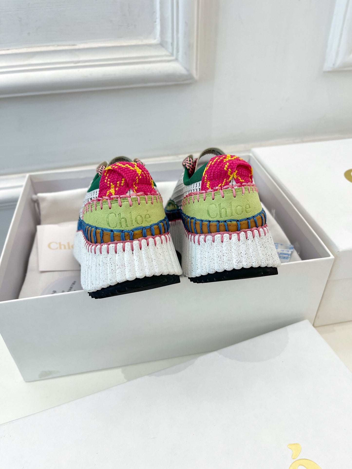 克羅C-Nama sneaker彩虹系列 網面拼色休閒運動鞋 綠色