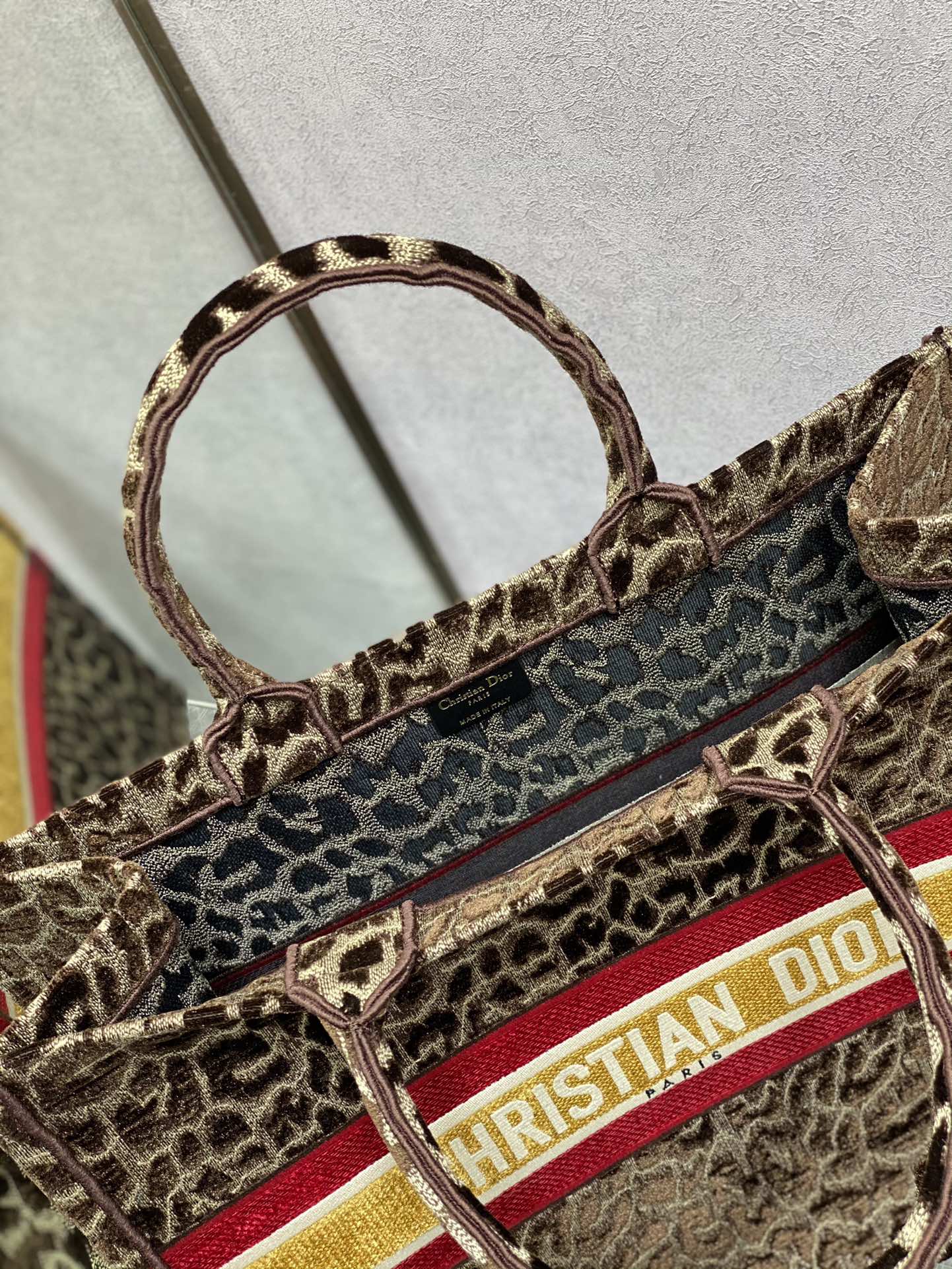 Dior Book Tote-大號41.5cm-絲絨豹紋
