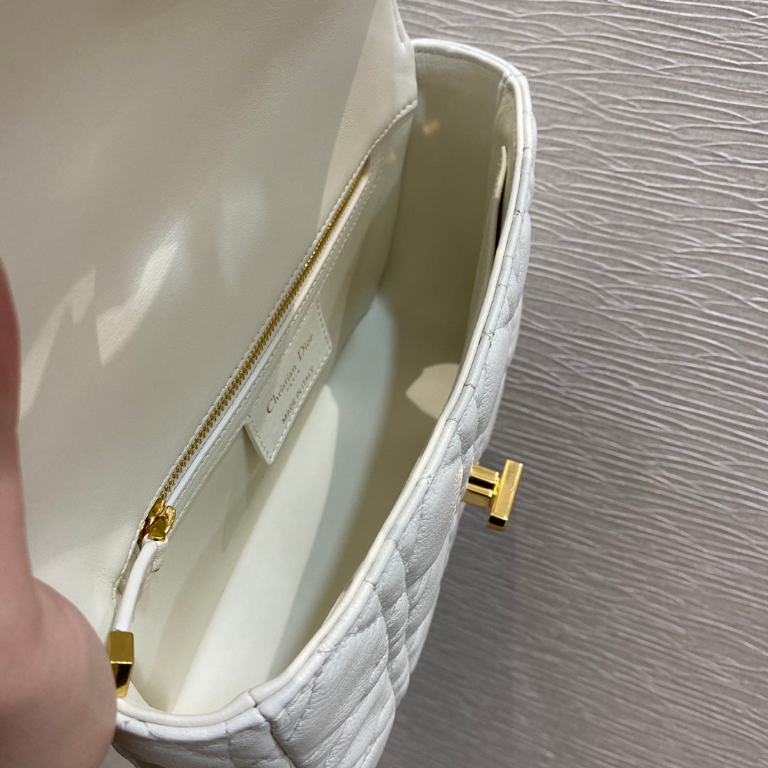 Dior Caro 小號20cm-白色小牛皮