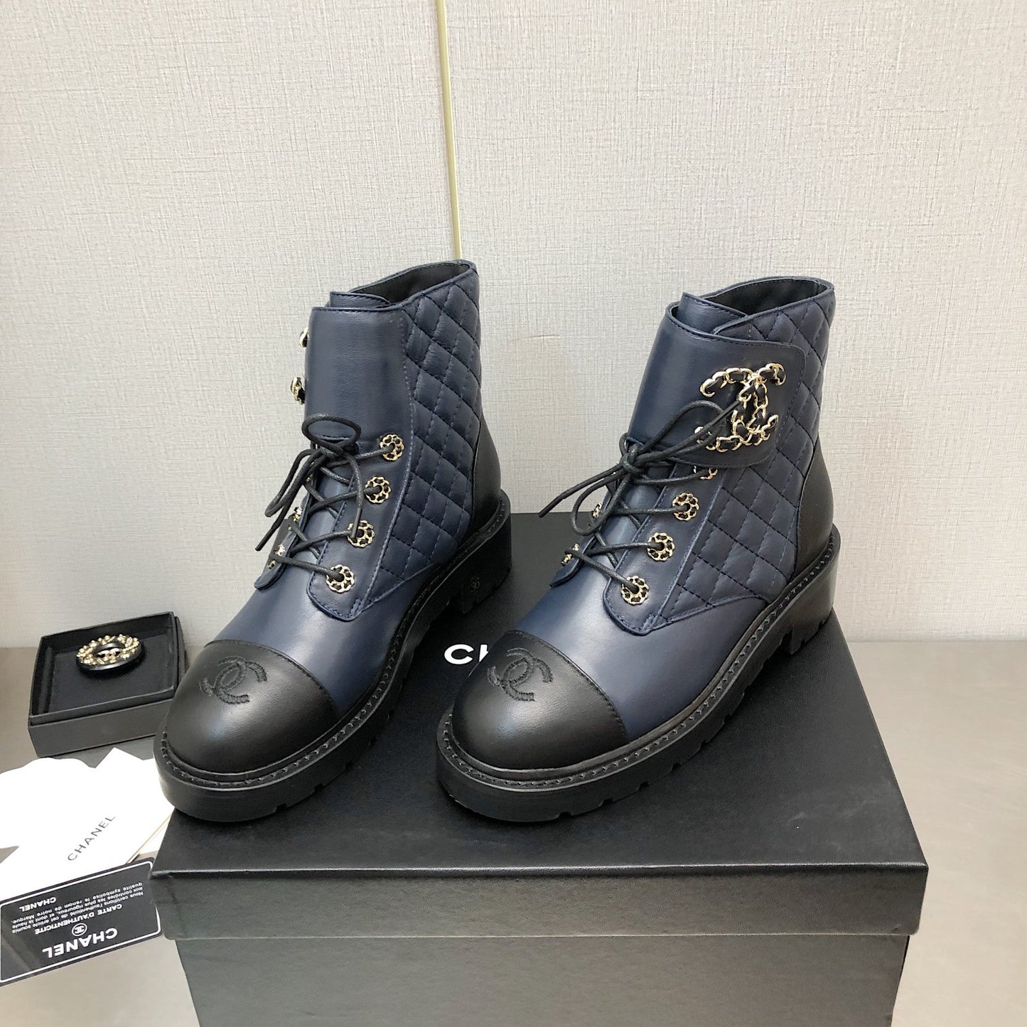 小香家- 2022秋冬 菱格短靴 藍色