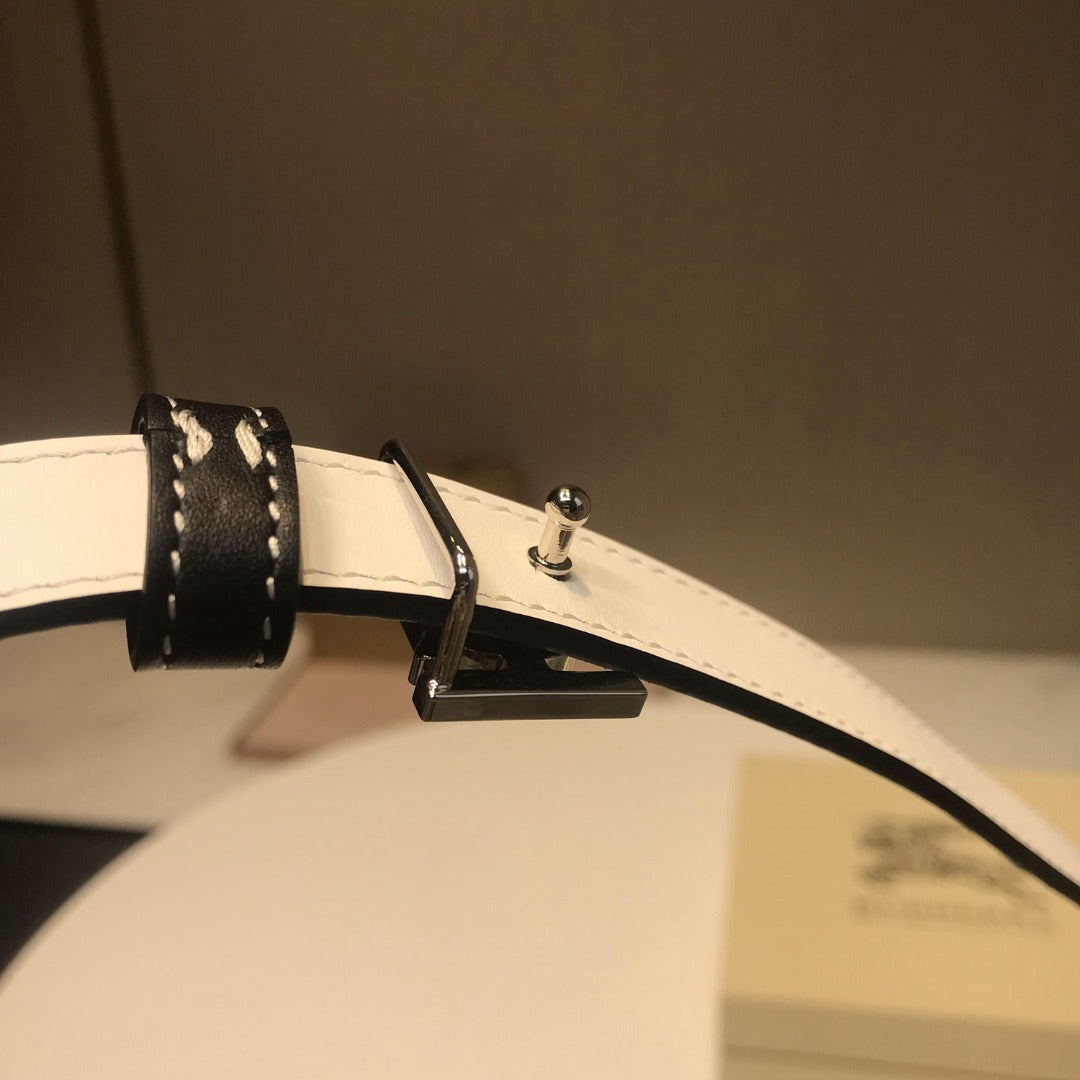 巴B家-黑色銀扣皮帶-2.0cm
