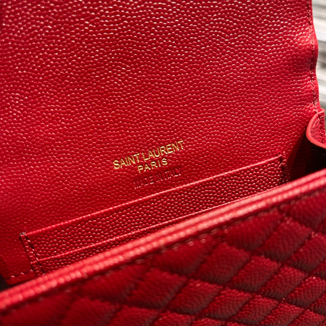 YSL 新品短夾 紅色金扣
