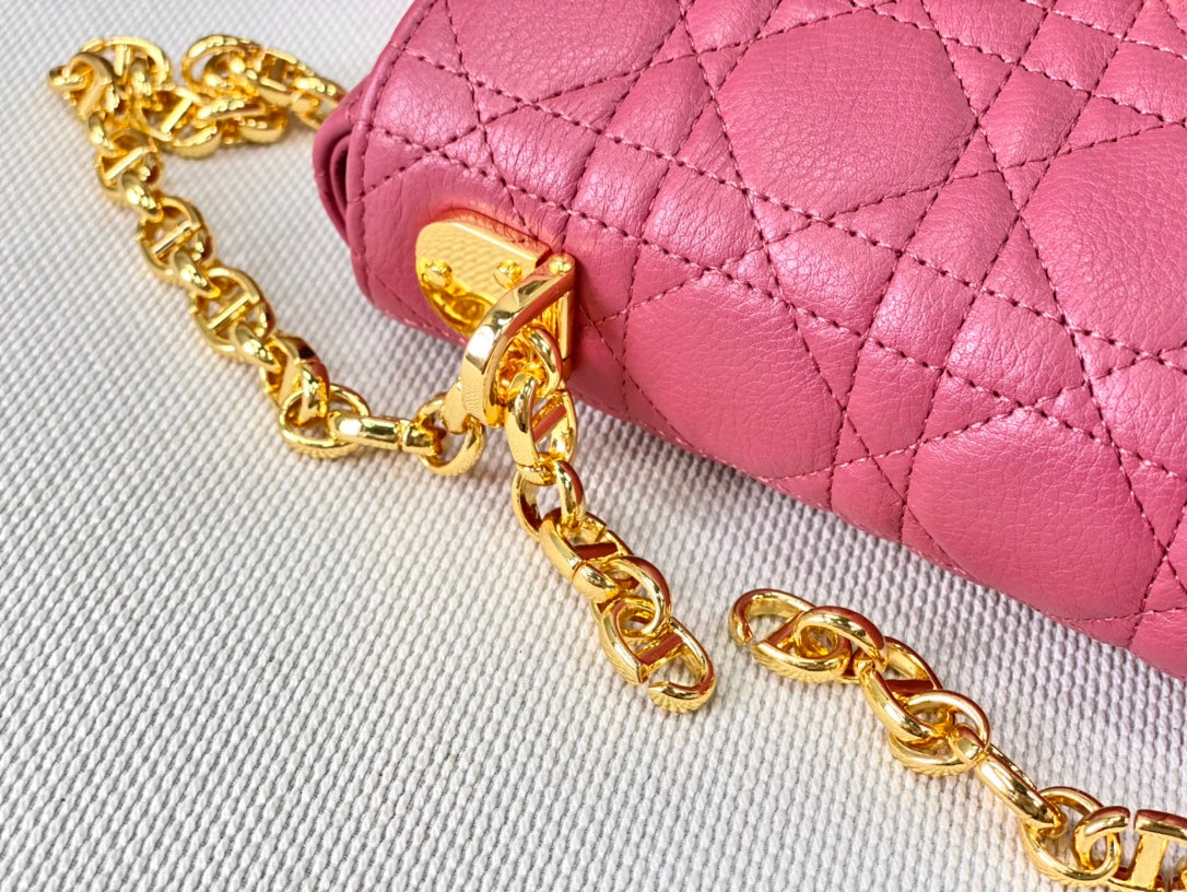 Dior Caro 小號20cm-玫紅小牛皮