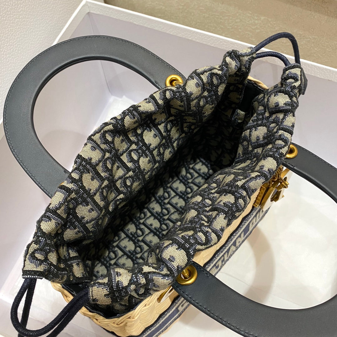 迪D家-純手工編制 竹編包 深藍色