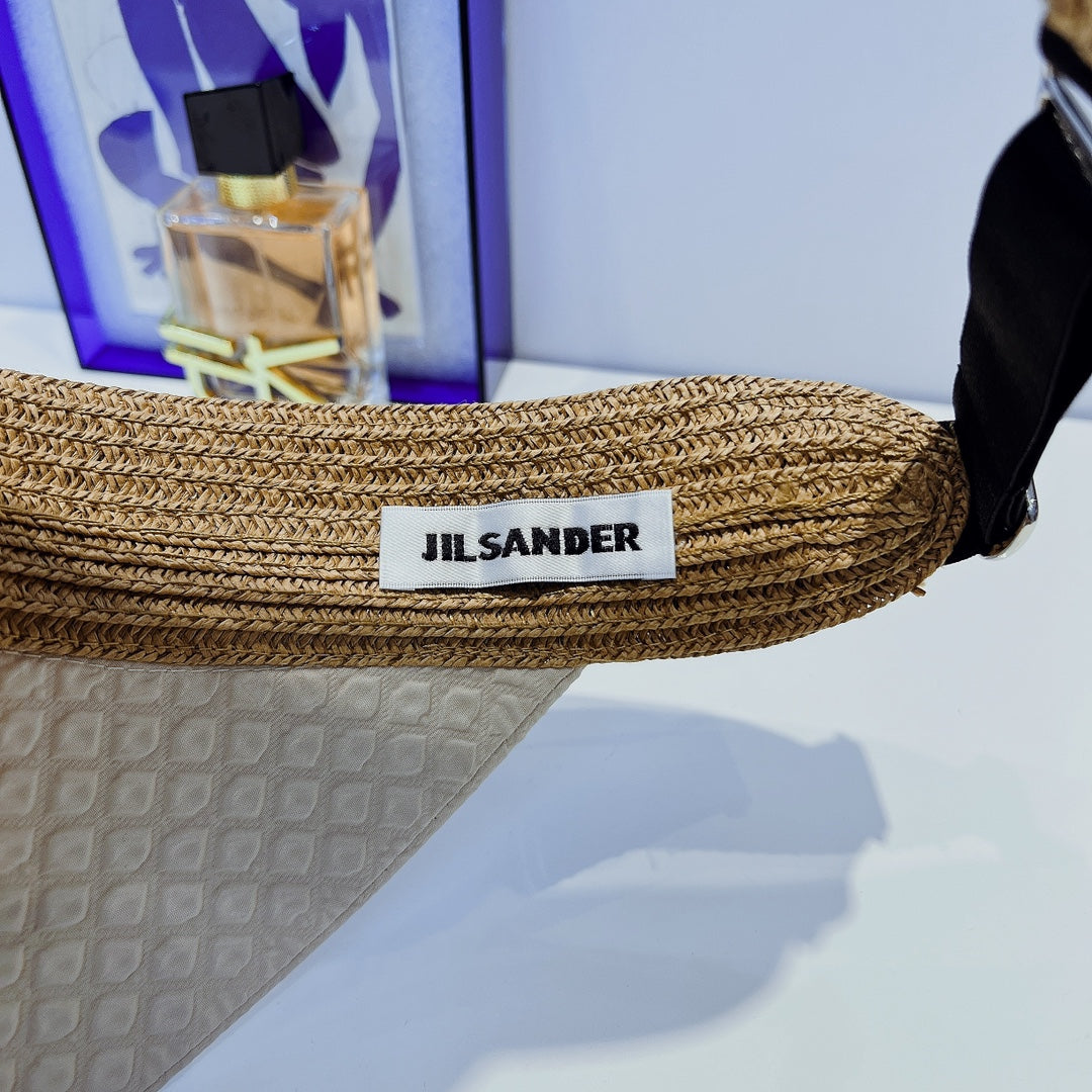 JIL SANDER 織帶拼接防曬帽